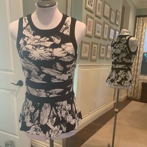 White House Black Market Black and White Patterned Tank Top